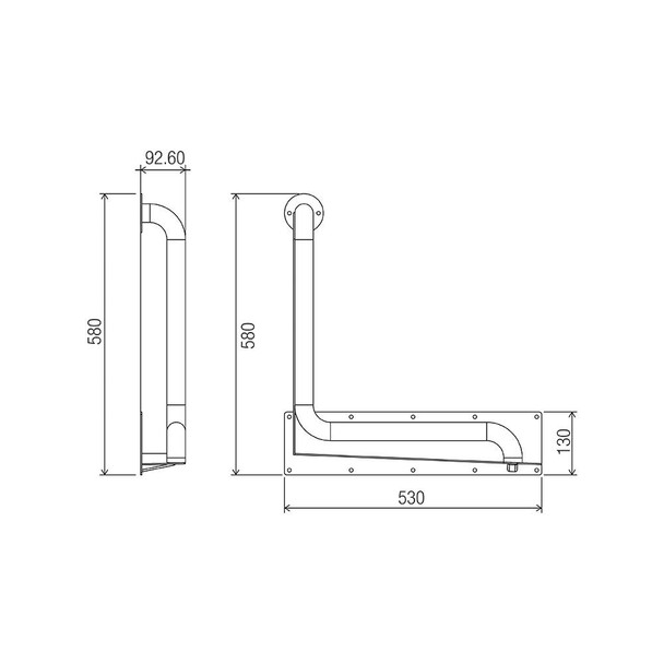 Anti-Ligature 90° Ambulant Grab Rail 450mm x 450mm