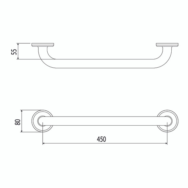 Clam® Flange Straight Grab Rail - 450mm