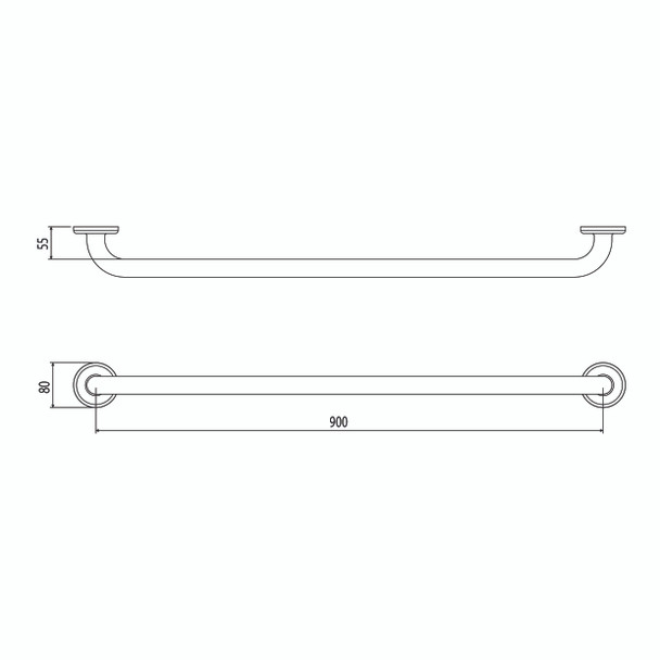 Clam® Flange Straight Grab Rail - 900mm