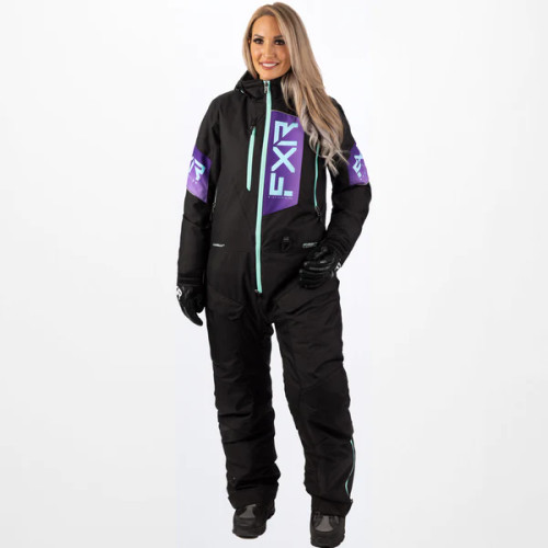 FXR Women's Recruit Lite Monosuit - Black/Purple Fade/Seafoam