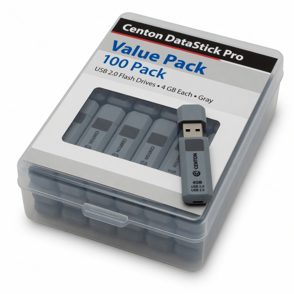 Centon Electronics Centon DataStick Pro Value Pack - USB flash drive - 4 GB - USB 2.0 - gray (pack of 100)