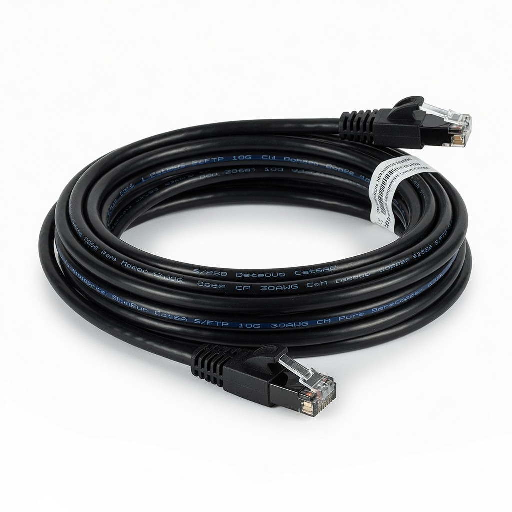 Monoprice Cat6A 25ft Black Component Level Patch Cable Double Shielded (S/FTP) 30AWG 10G CM Pure Bare Copper Snagless RJ45 SlimRun Series Ethernet ...