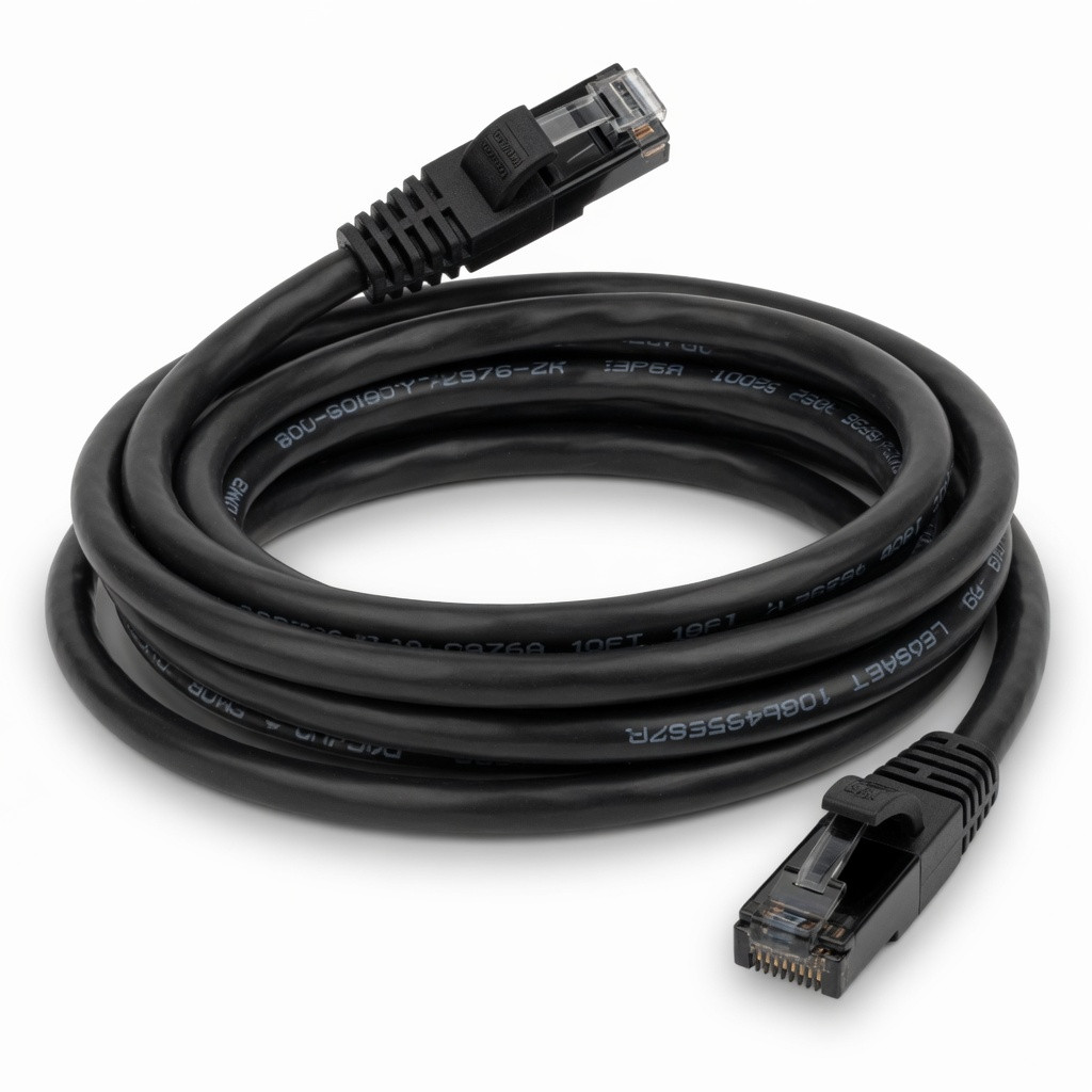 Rocstor Y10C476-BK 10ft Cat6a Black Enet Molded Cabl 100% Copper Ul Rated Cable