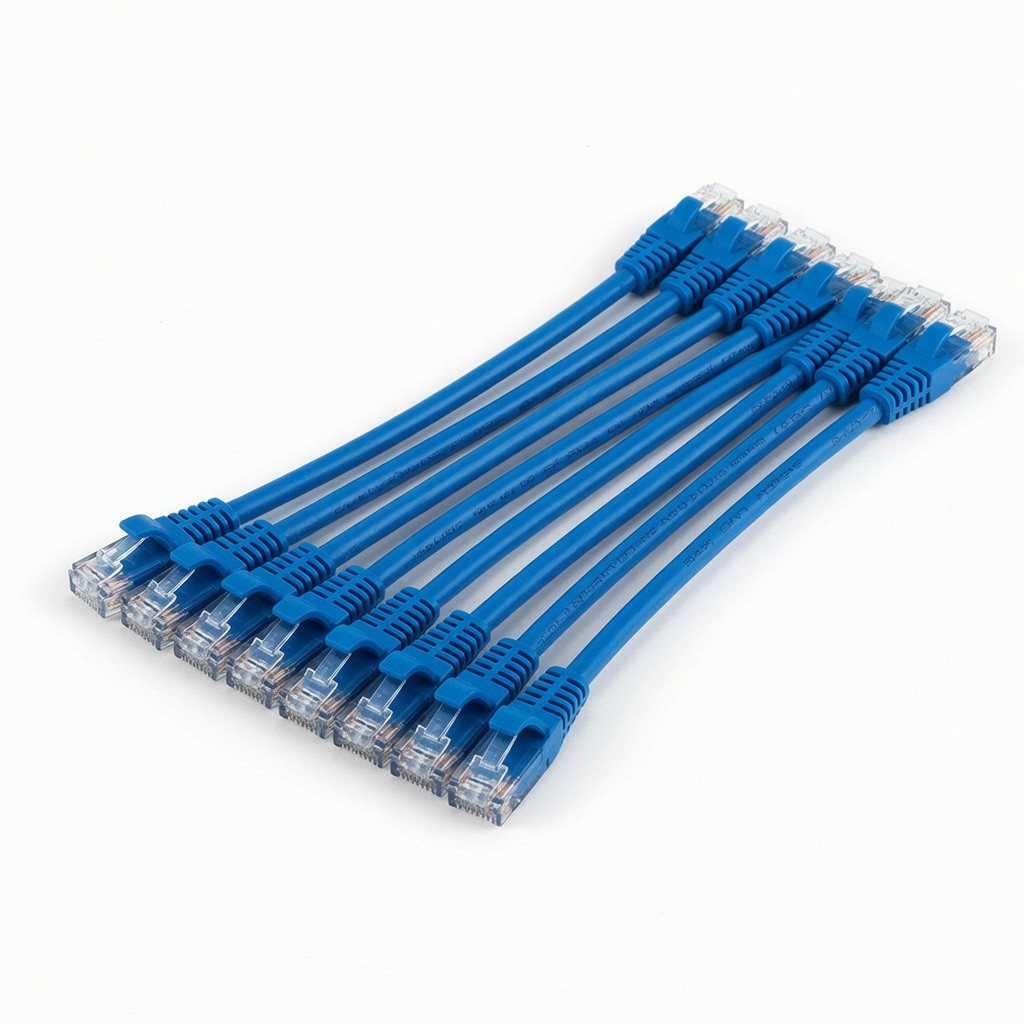 Monoprice Cat6A 6in Blue Patch Cable UTP 30AWG 10G Pure Bare Copper Snagless RJ45 SlimRun Series Ethernet Cable- Pack of 10