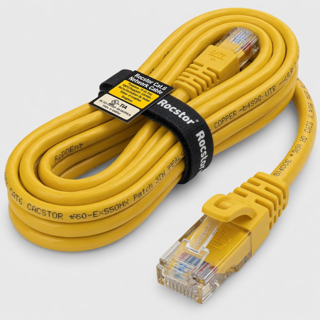 Rocstor Cat.6 Network Cable Premium 7ft (2.1m) CAT6 Ethernet Cable - 100% Copper UL Rated - Yellow - Snagless - 100W PoE UTP Category 6 Patch Cord UL Certified Wiring/TIA - 7ft Yellow CAT6 E