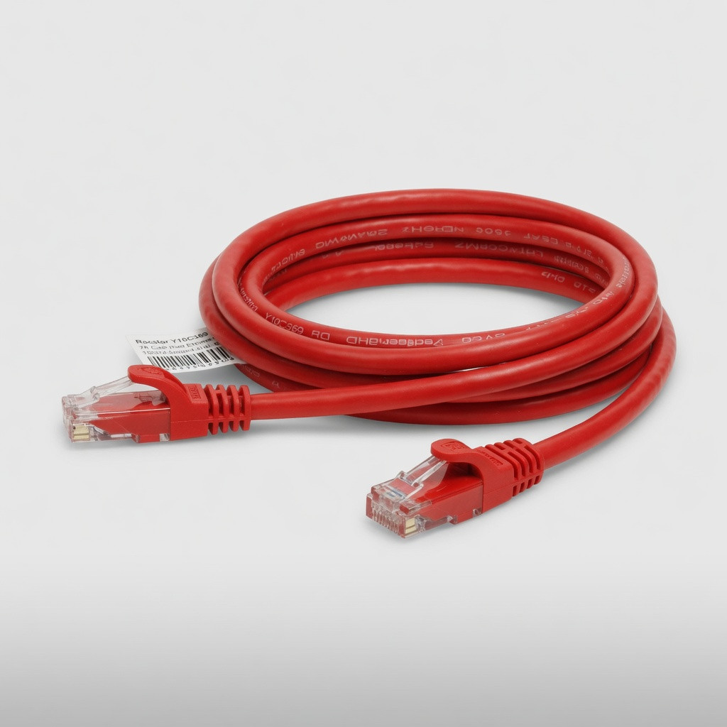 Rocstor Y10C369-RD 7ft Cat6 Red Ethernet Molded Cabl 100% Copper Ul Rated Cable