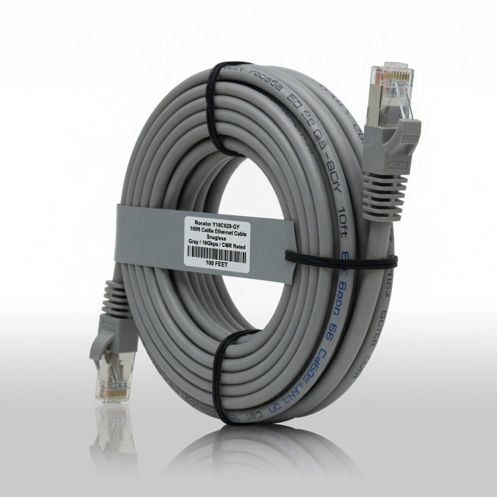 Rocstor Y10C629-GY 100ft Cat6a Ethernet Cable-snagless-gray