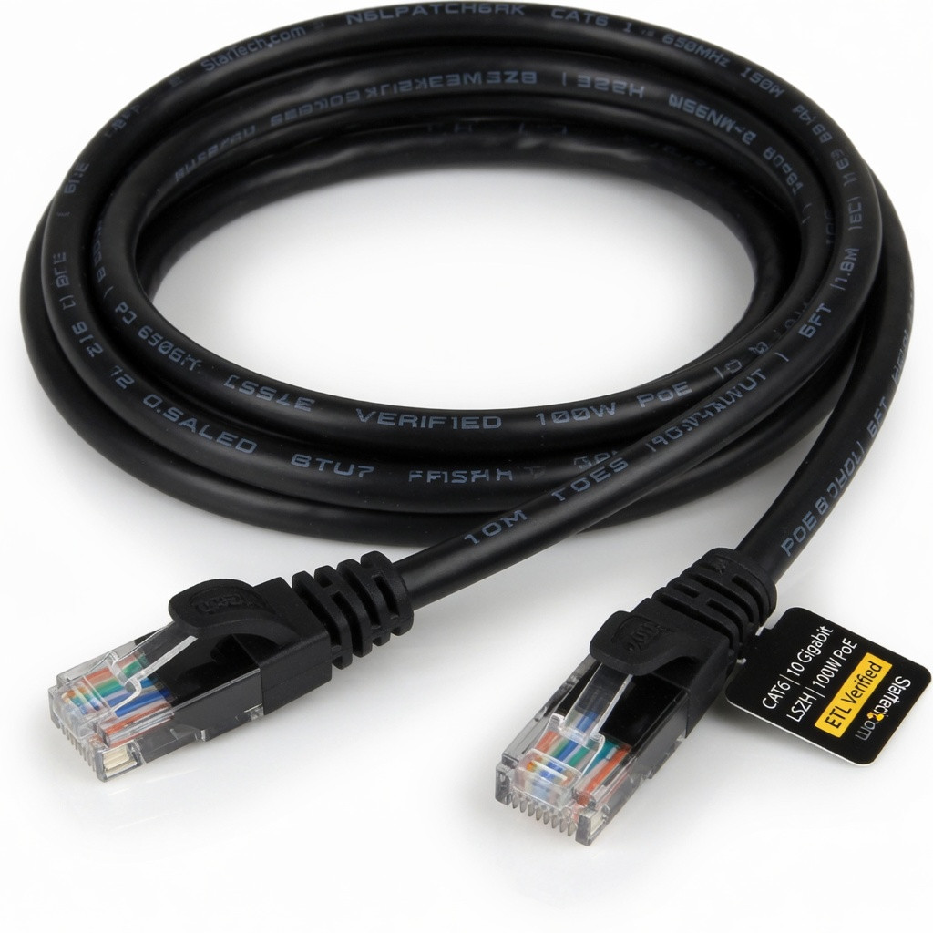 StarTech.com 6ft (1.8m) CAT6 Ethernet Cable - LSZH (Low Smoke Zero Halogen) - 10 Gigabit 650MHz 100W PoE RJ45 UTP Network Patch Cord Snagless w/Strain Relief - Black CAT 6, ETL Verified (N6LPATCH6BK)