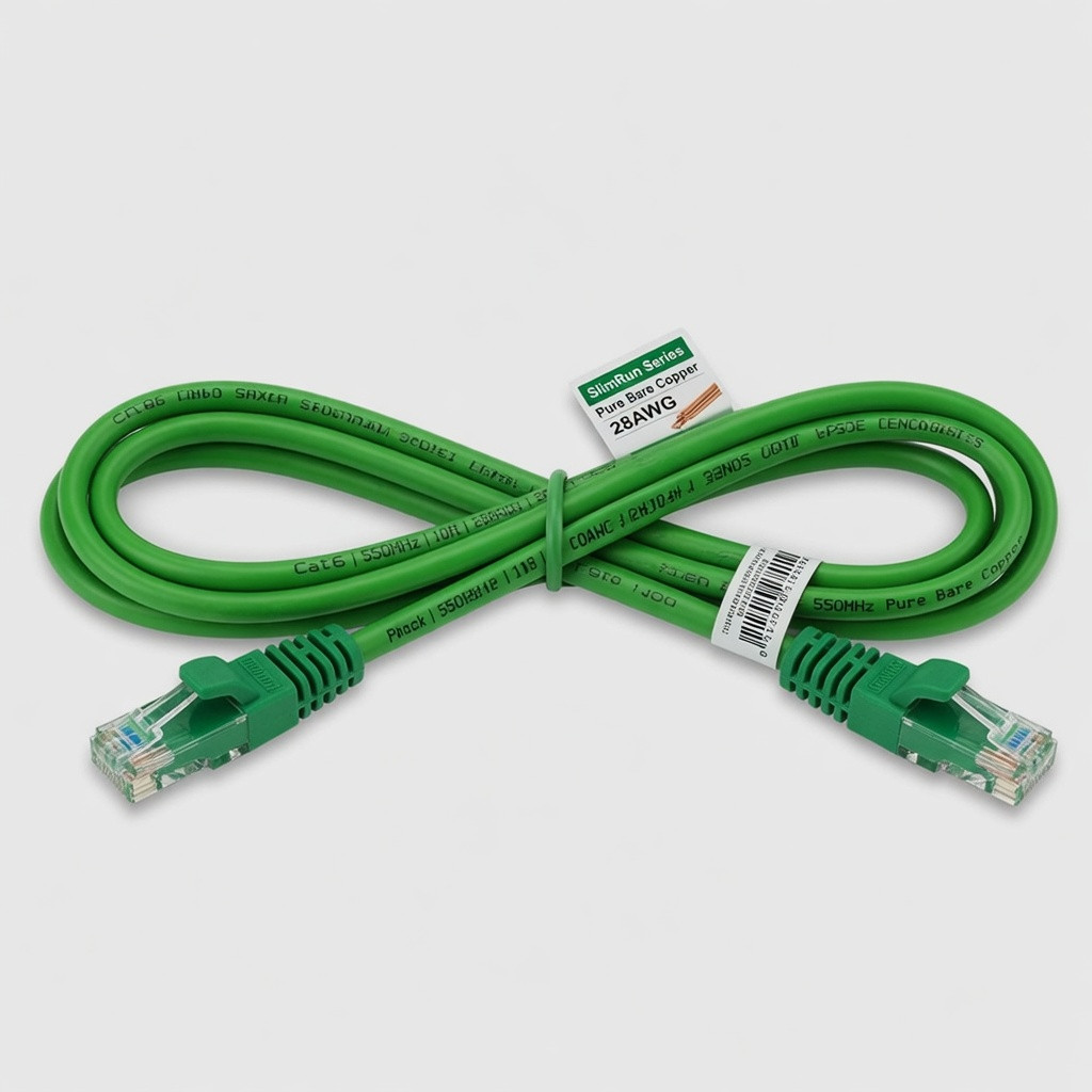 Monoprice Cat6 10ft Green Component Level Patch Cable UTP 28AWG 550MHz Pure Bare Copper Snagless RJ45 SlimRun Series Ethernet Cable