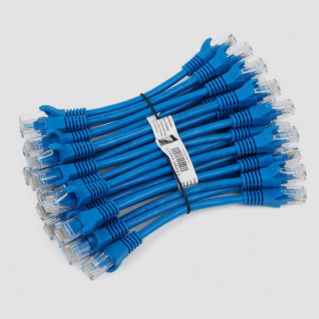 Monoprice Cat6 7ft Blue 12-Pk Patch Cable UTP 24AWG 550MHz Pure Bare Copper Snagless RJ45 Flexboot Series Ethernet Cable