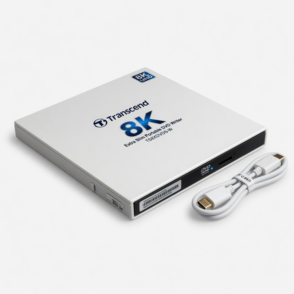 Transcend 8K Extra Slim Portable DVD Writer Optical Drive (TS8XDVDS-W)