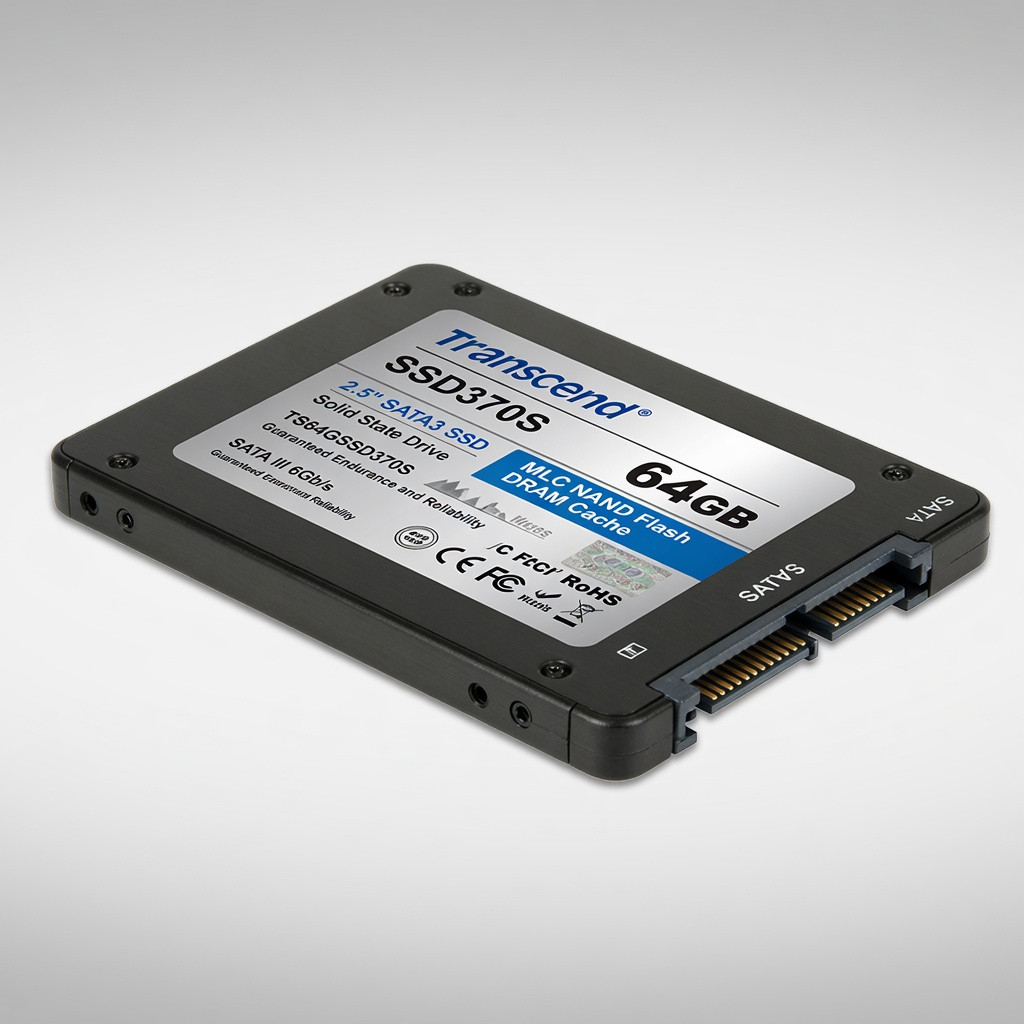 Transcend 64GB SSD370S 2.5" SATA3 SSD, Solid State Drive, Guaranteed Endurance and Reliability, Dram Cache, MLC - TS64GSSD370S