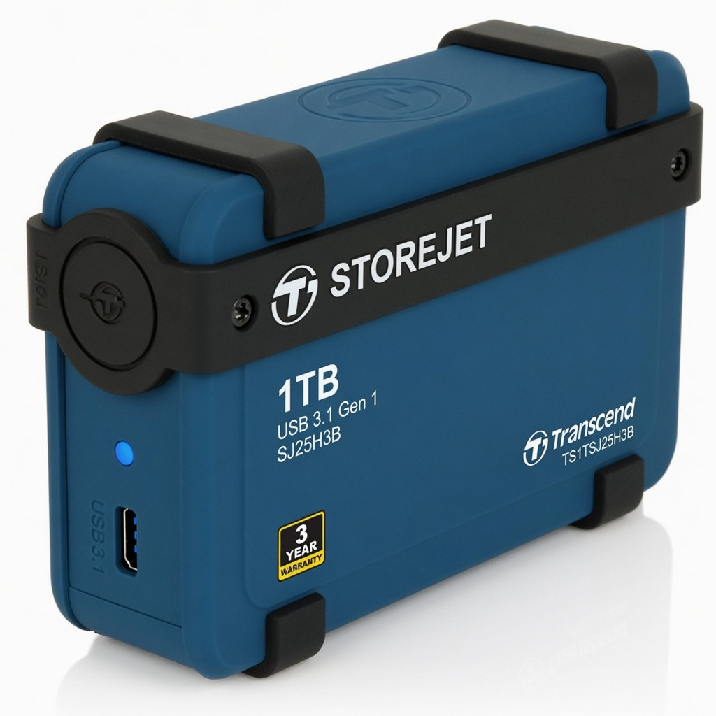 Transcend 1TB USB 3.1 Gen 1 StoreJet 25H3B SJ25H3B Rugged External Hard Drive TS1TSJ25H3B Blue
