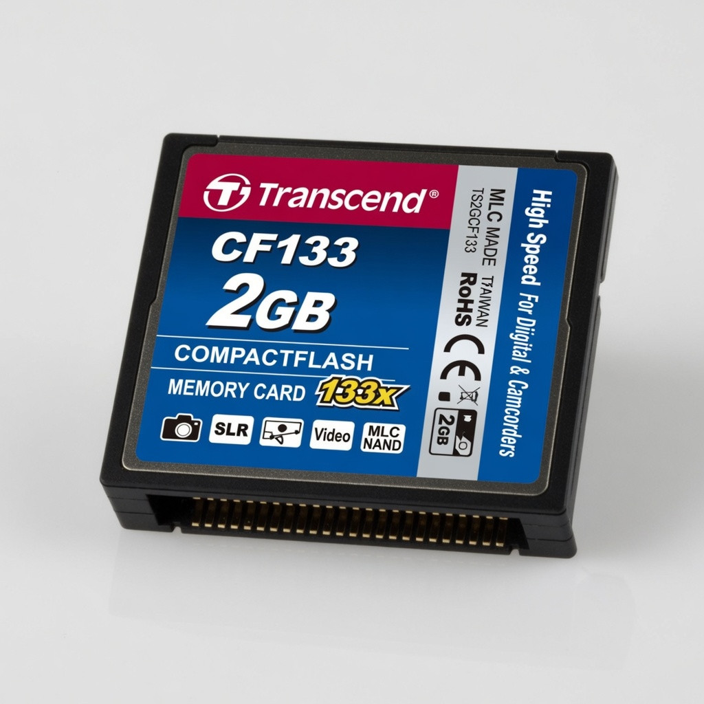 Transcend 2GB CF133, CompactFlash Memory Card, CF Card, SLR Camera Card for Photographer, Videographer, Enthusiat, MLC - TS2GCF133