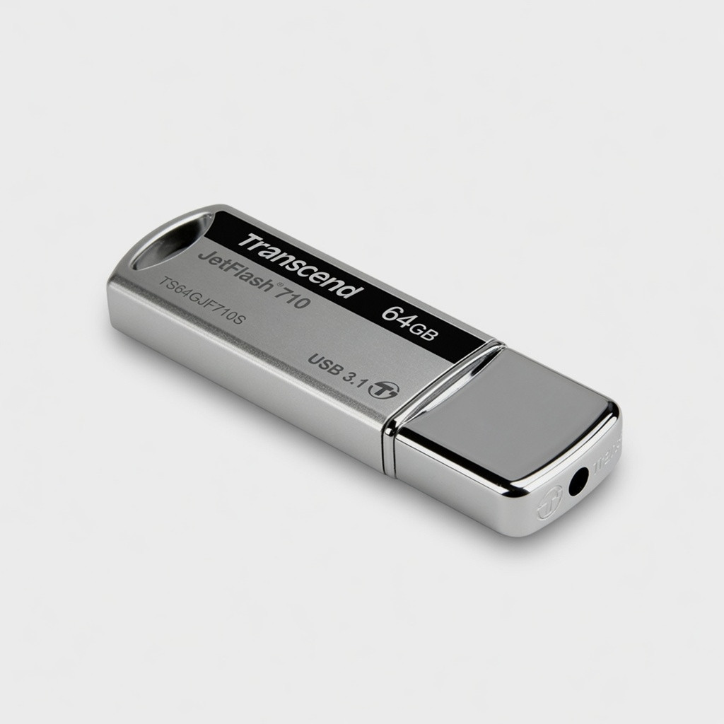 Transcend 64GB JetFlash 710 USB 3.1/3.0 Flash Drive (TS64GJF710S), Silver