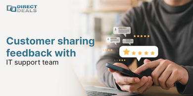Customer sharing feedback with IT support team
