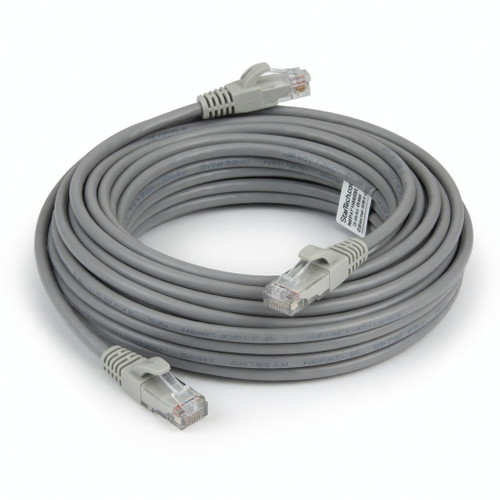 StarTech.com 10 ft CAT6 Cable - Slim CAT6 Patch Cord - Gray Snagless RJ45 Connectors - Gigabit Ethernet Cable - 28 AWG - LSZH (N6PAT10GRS)
