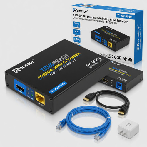 Rocstor Y10G001-B1 Truereach 4k@60hz Hdmi Extender Over Cat6/cat6a/cat7 Ethernet Cable - 4k 60hz Up