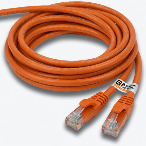 Rocstor Cat.6 Network Cable - 100 ft Category 6 Network Cable for Network Device - First End: 1 x RJ-45 Network - Male - Second End: 1 x RJ-45 Network - Male - Orange