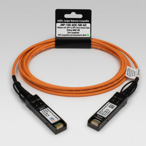AddOn - JNP-10G-AOC-5M-AO - AddOn Juniper Networks Jnp-10G-AOC-5M Compatible TAA Compliant 10Gbase-AOC SFP+ to SFP+ Direct Attach Cable (850Nm, MMF, 5M) - 100% Compatible and Guaranteed to Work