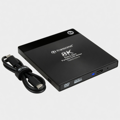 Transcend 8K Extra Slim Portable DVD Writer Optical Drive (TS8XDVDS-K)