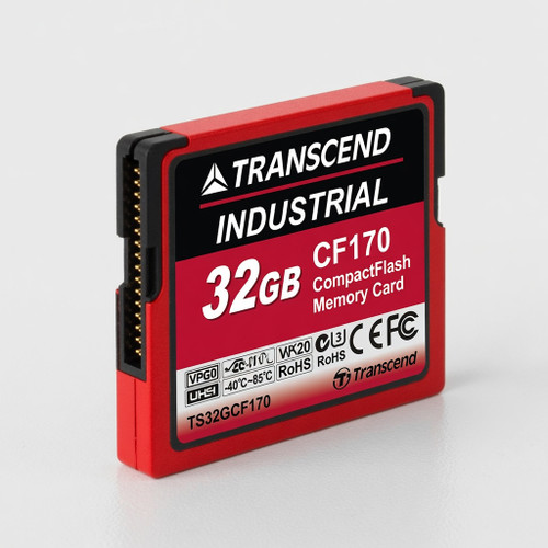 Transcend Industrial CompactFlash Memory Card - 32 GB, Red (TS32GCF170)