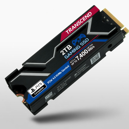 Transcend 2TB Gaming SSD with Heatsink, Up to 7,400MB/s, Compatible with PS5, Desktops, Laptops, M.2 2280 PCIe 4.0 NVMe Gen4x4 Internal Solid State Hard Drive, 3D TLC NAND, High-Speed Internal SSD