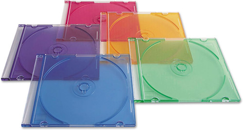 Verbatim CD/DVD Slim Jewel Cases (0.21 inches) - Assorted Colors - 50 pack | 50-pack slim storage cases with color-coding and lightweight build for...
