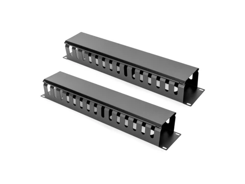 Rocstor 2U Horizontal Finger Duct Rack Cable Management Panel with Cover