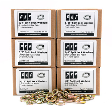 700 Pcs Grade 8 Yellow Zinc Lock Washer Assortment 1/4-1/2