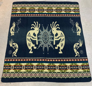 Blanket Kokopelli -  Black/Blue