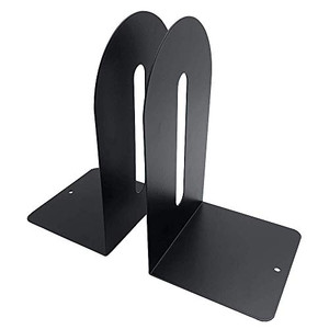 Huron 9" Steel Arched Non-Skid Bookends, Pair, Black