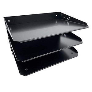 Huron Desktop Horizontal 3-Slot File Organizer, Black Steel Huron Desktop Horizontal 3-Slot File Organizer, Black Steel