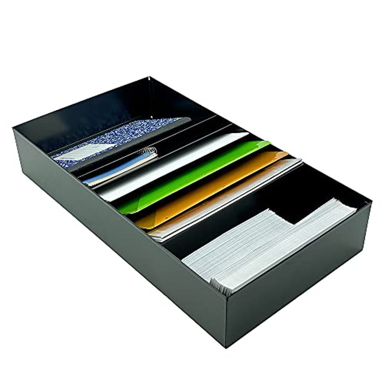 Huron Stationery Holder For Drawer 5 Slot, Black Steel