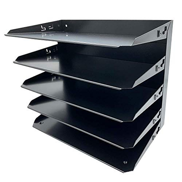 Huron Desktop Horizontal 5-Slot Legal File Organizer, Black Steel