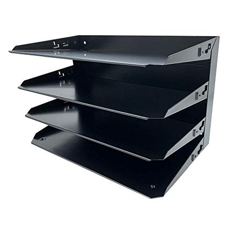 Huron Desktop Horizontal 4-Slot Legal File Organizer, Black Steel