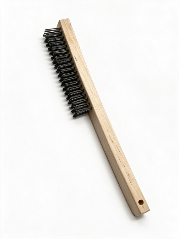 Huron scratch wire brush, carbon steel fill, wood handle, HASG0119