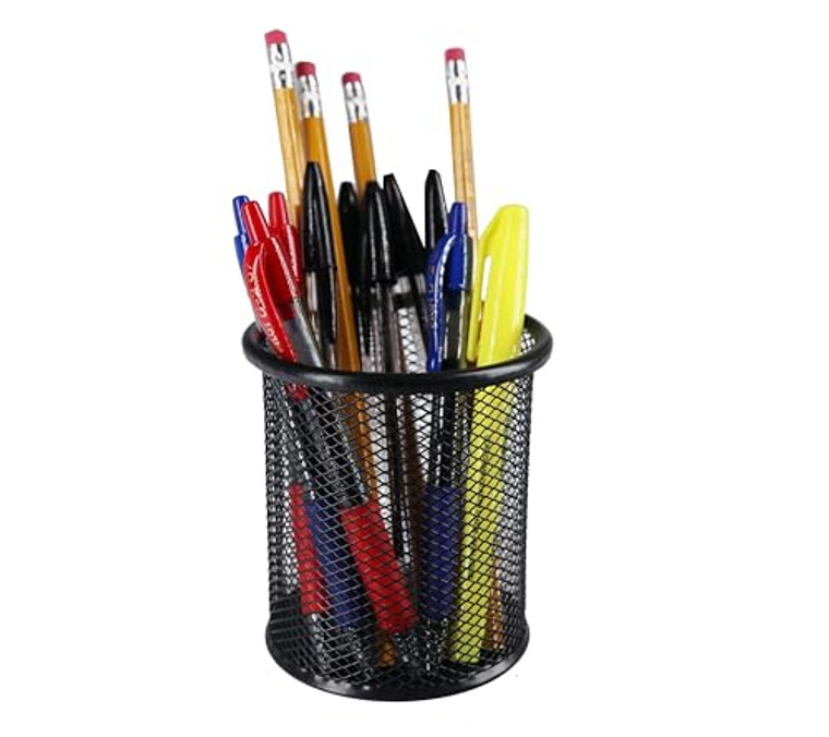 Huron Desktop 3-3/4" mesh pen holder