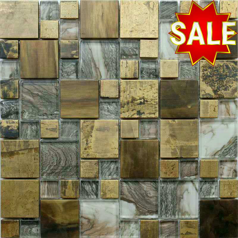Weathered Brass And Glass Mix Mosaic ExoTiles Australia