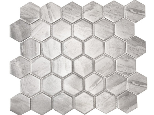 Wooden grey hexagon mosaic tiles