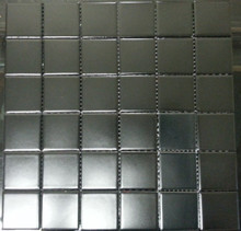 Matte black square mosaic tiles
