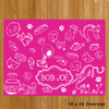 Pink "Cat Love" Pet Food Mat Personalized GIFT - Solid Color Custom Floor Mat