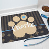 Blue "Love Paw Heart" Pet Food Mat Dog or Cat Personalized GIFT - Custom Floor Mat