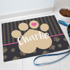 Pink "Love Paw Heart" Pet Food Mat Dog or Cat Personalized GIFT - Custom Floor Mat
