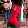 Red Knit Christmas Stocking with Embroidered Monogram