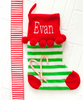 Personalized Green Stripes Pom Pom Christmas Stocking