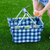 Navy Blue Check Market Tote - Available with Embroidery