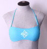 Light Blue Personalized Monogram Bandeau Swimsuit Top