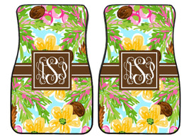 Coconut Palm Trees Tropical Personalized Front Car Mats (Set of 2)