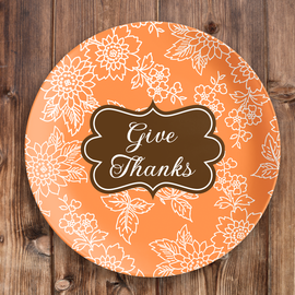 "Give Thanks" Thanksgiving Melamine Plate